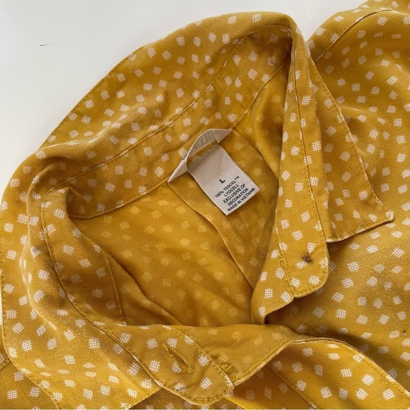 Duluth Trading Company Mustard Yellow Tencel Drop Shoulder Printed Shirt LARGE - Picture 5 of 7